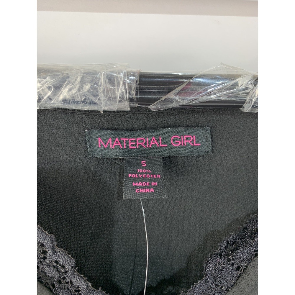 NWT Material Girl Womens Small Black Spaghetti Strap Crop Top - Picture 3 of 7